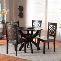 Baxton Studio Anila-Dark Brown-5PC Dining Set Baxton Studio Anila Modern and Contemporary Dark Brown Finished Wood